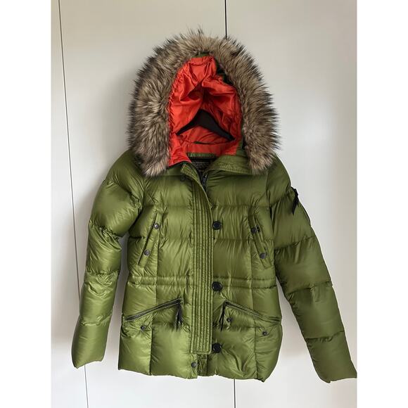 Eddie Bauer Down Puffer Coat 550 Fill Green Hooded Ski Outdoor Winter Parka SZ S - Picture 2 of 13